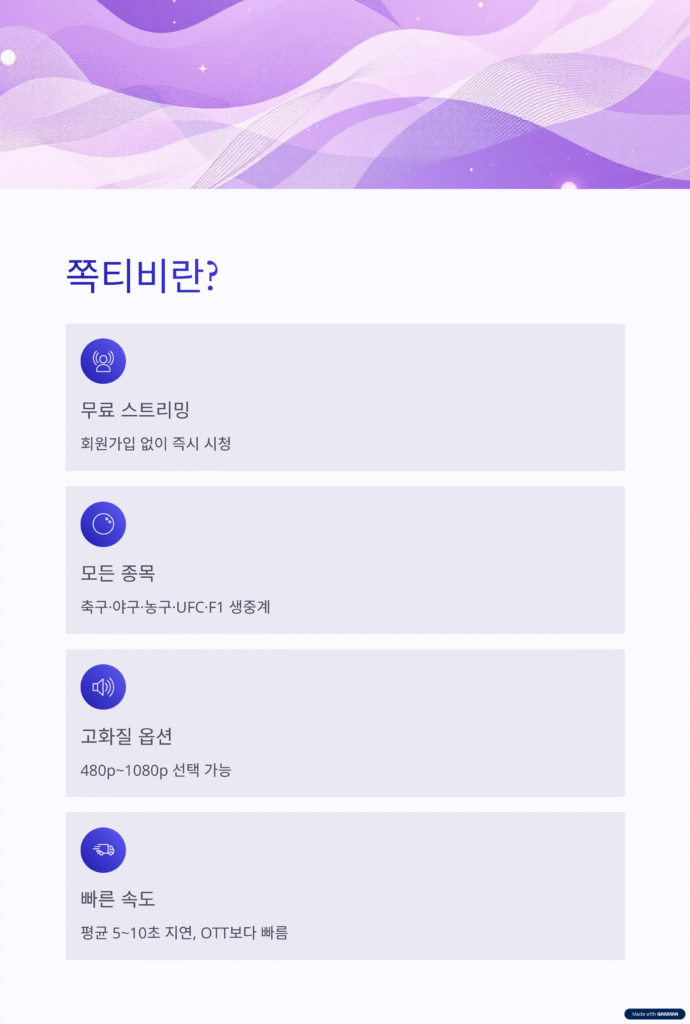 쪽티비 스포츠중계 실시간 시청하는 방법 | 끊김 없는 고화질 무료 시청 가이드 3 쪽티비 스포츠중계 실시간 시청하는 방법 | 끊김 없는 고화질 무료 시청 가이드