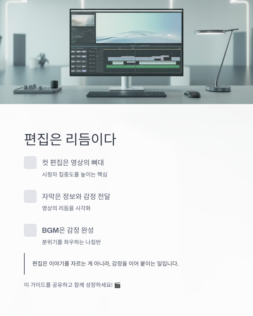 자막·BGM까지 컷 편집 기초 완전정복 | 초보 크리에이터를 위한 영상편집 첫걸음