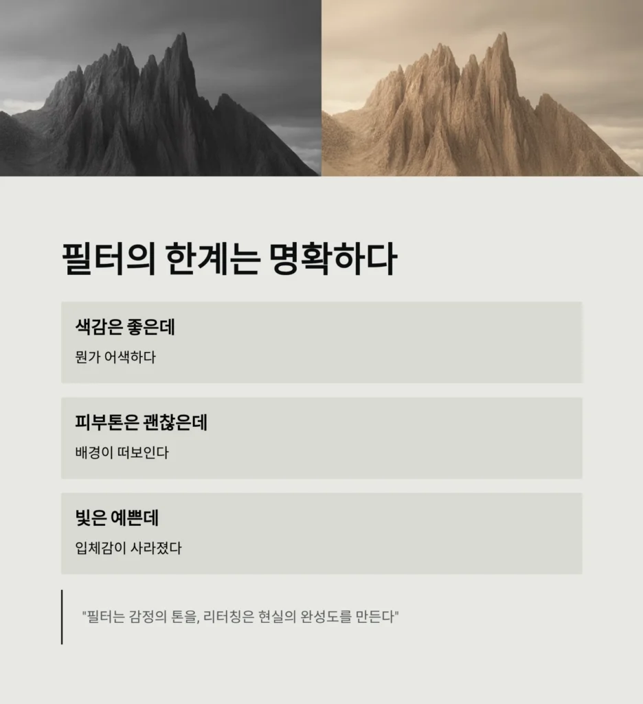 감성 필터만으로 충분할까? 리터칭 기본기 완전정리 (2025 사진보정 실전 가이드) 3 감성 필터만으로 충분할까? 리터칭 기본기 완전정리