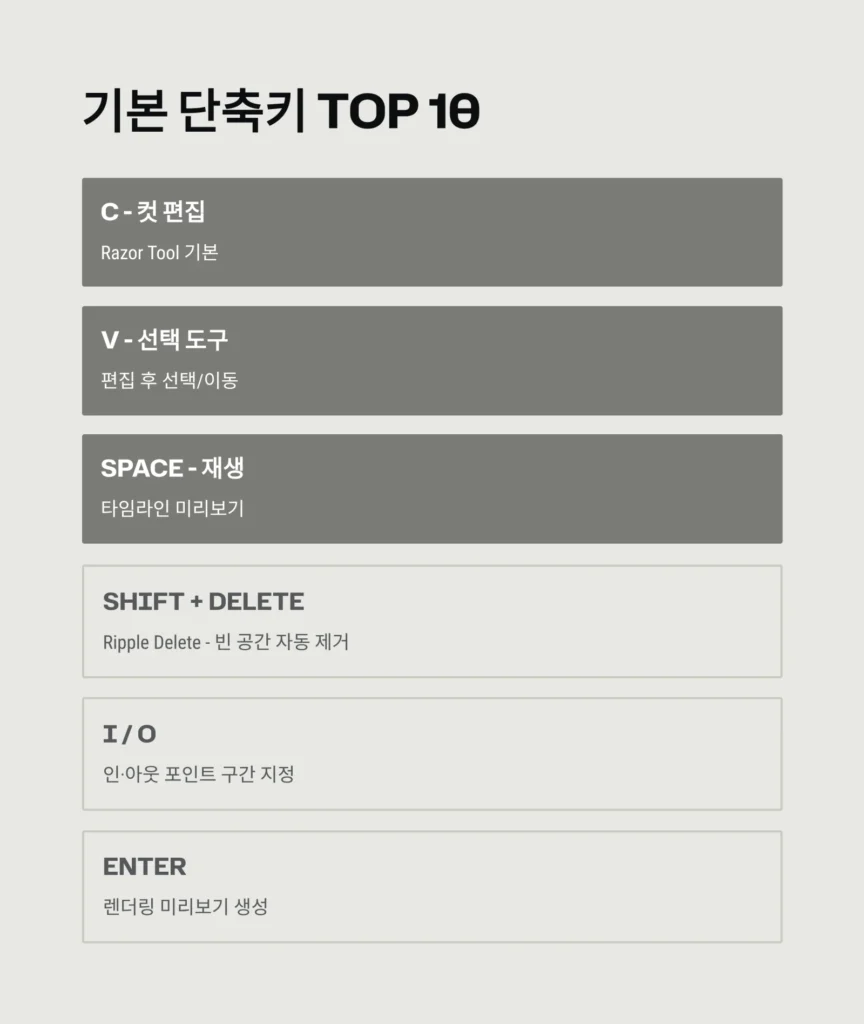 프리미어 프로 단축키, 손이 먼저 움직이게 만드는 비법 | 속도와 효율을 올리는 실전 가이드