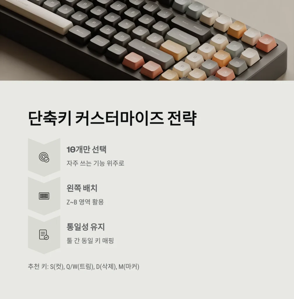 영상 편집툴 단축키 모음 정리표 | 프리미어·다빈치·캡컷·파이널컷 완벽 비교