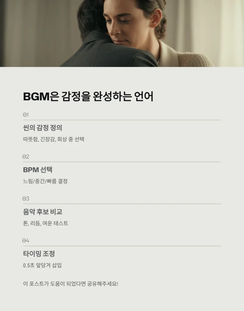 BGM 선택법, 영상에 감성을 입히는 BGM 고르기 | 장르·템포·타이밍 완벽 가이드 7 BGM 선택법, 영상에 감성을 입히는 BGM 고르기 | 장르·템포·타이밍 완벽 가이드