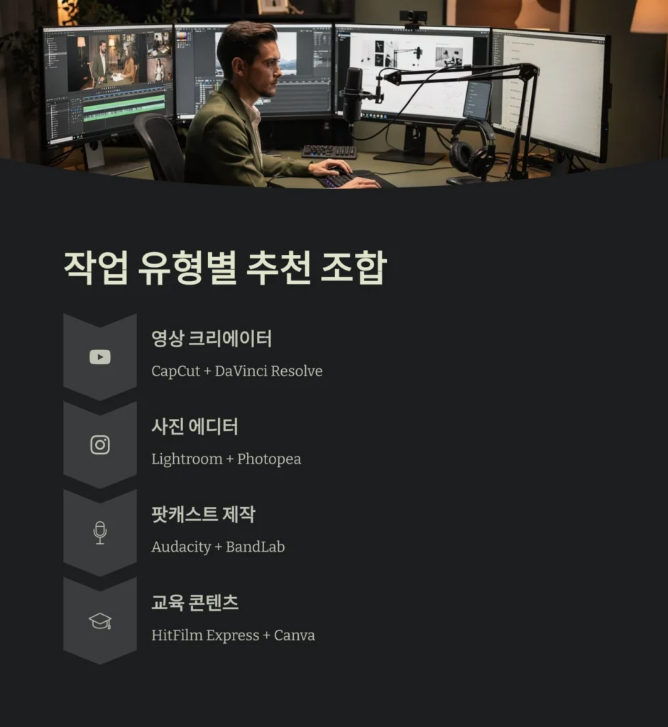 무료 편집 프로그램, 최고는 결국 ‘내 작업’에 맞는 것, 2025 최신 가이드 6 작업 유형별 추천 조합