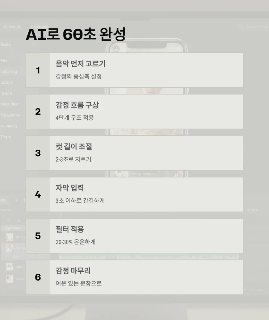 틱톡 감성 영상, 60초 완성 편집 구조 6 틱톡 감성 영상, 60초 완성 편집 구조
