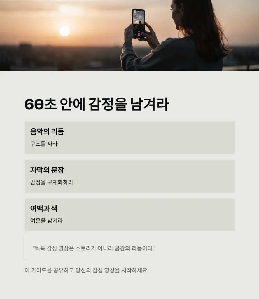틱톡 감성 영상, 60초 완성 편집 구조 7 틱톡 감성 영상, 60초 완성 편집 구조