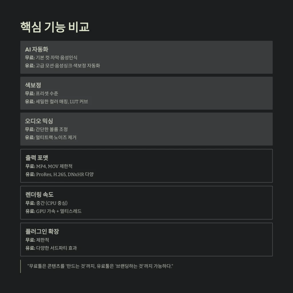 핵심 기능 비교