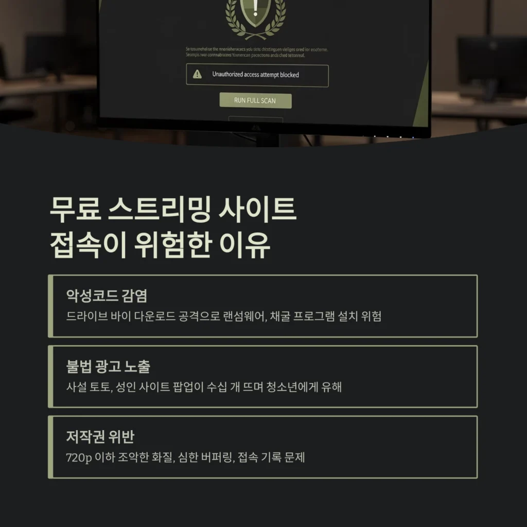 무료 스트리밍 사이트접속이 위험한 이유