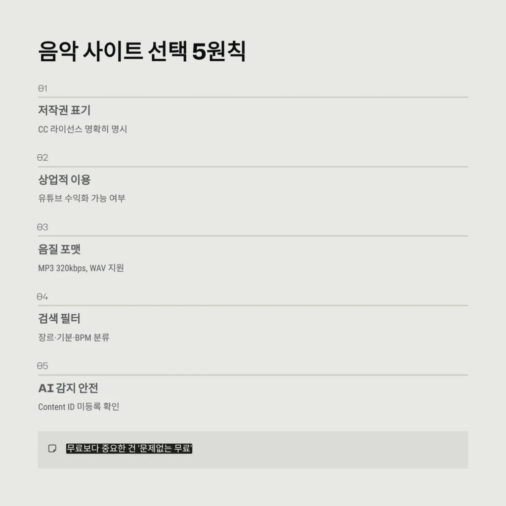 음악 사이트 선택 5원칙