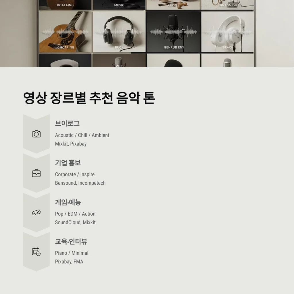 영상 장르별 추천 음악 톤