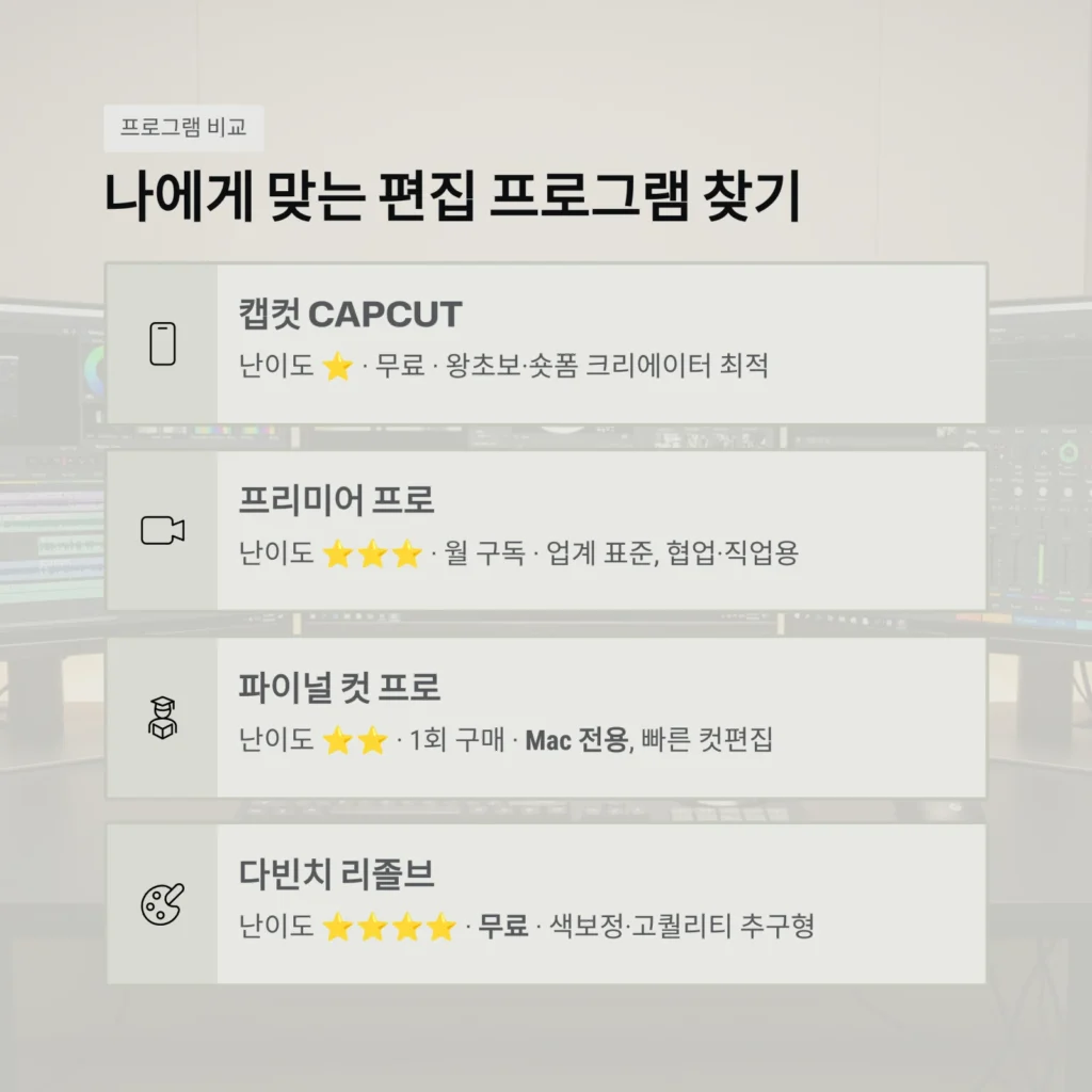 나에게 맞는 편집 프로그램 찾기 나에게 맞는 편집 프로그램 찾기