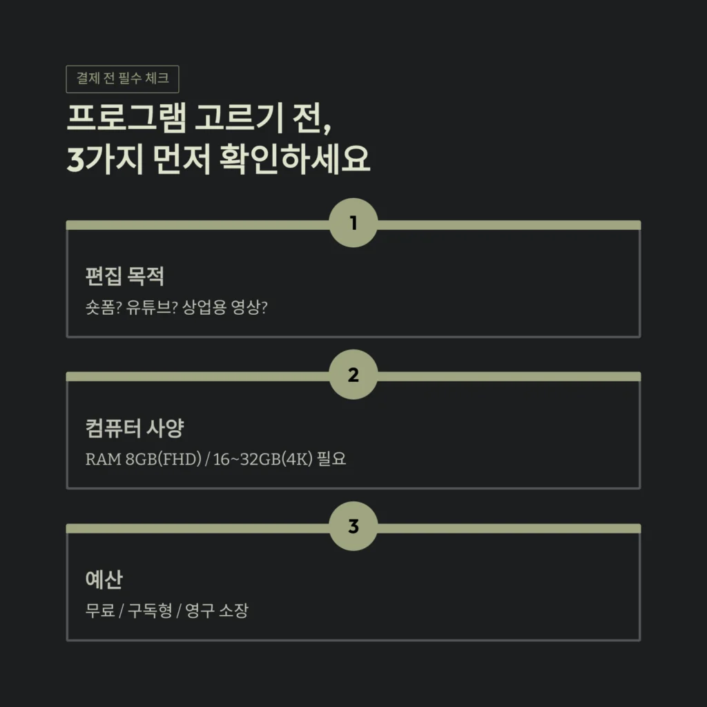 프로그램 고르기 전,3가지 먼저 확인하세요