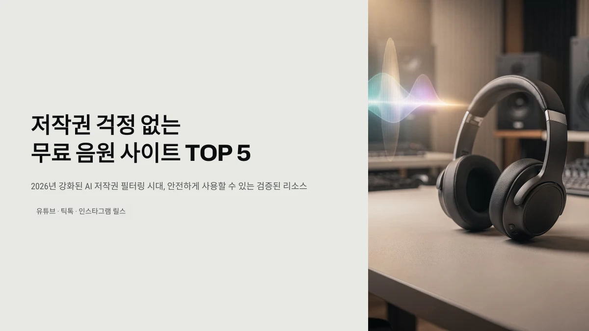 저작권 걱정 없는무료 음원 사이트 TOP 5