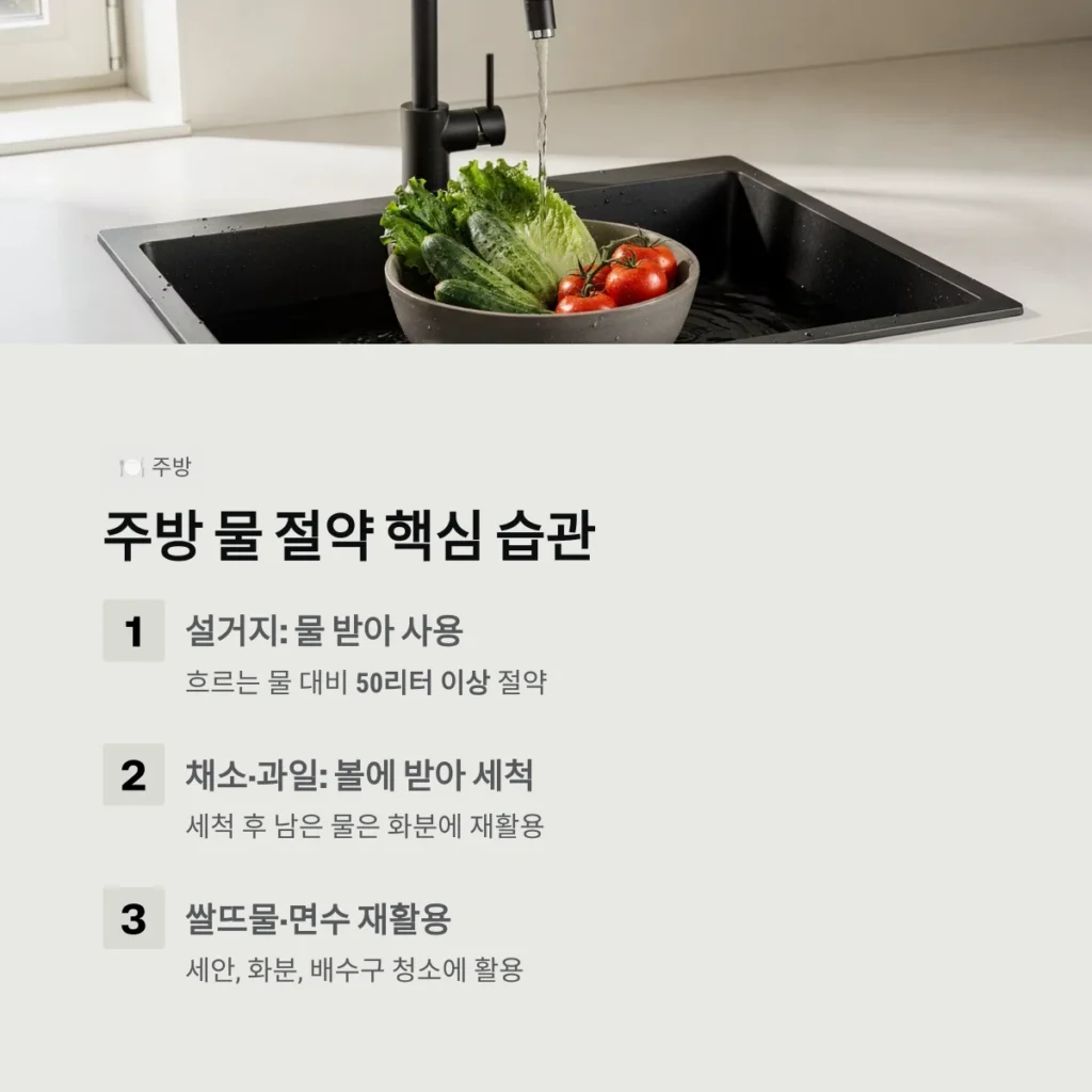 주방 물 절약 핵심 습관