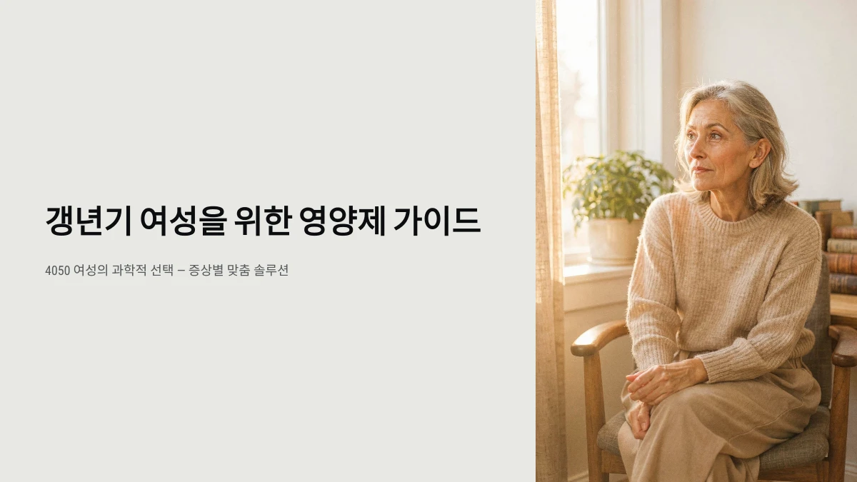 갱년기 여성을 위한 영양제 가이드