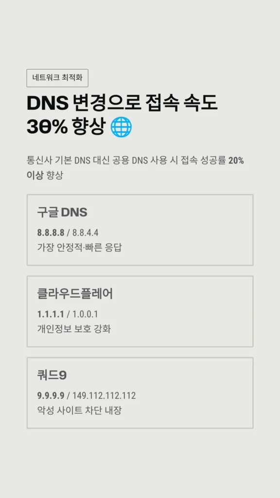 DNS 변경으로 접속 속도 30% 향상 
