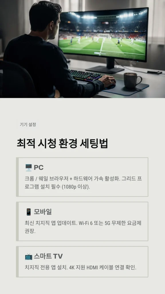 치지직 월드컵 중계 완벽 가이드: 2026 북중미 월드컵을 4K 고화질로 즐기는 법 3 치지직 최적 시청 환경 세팅법