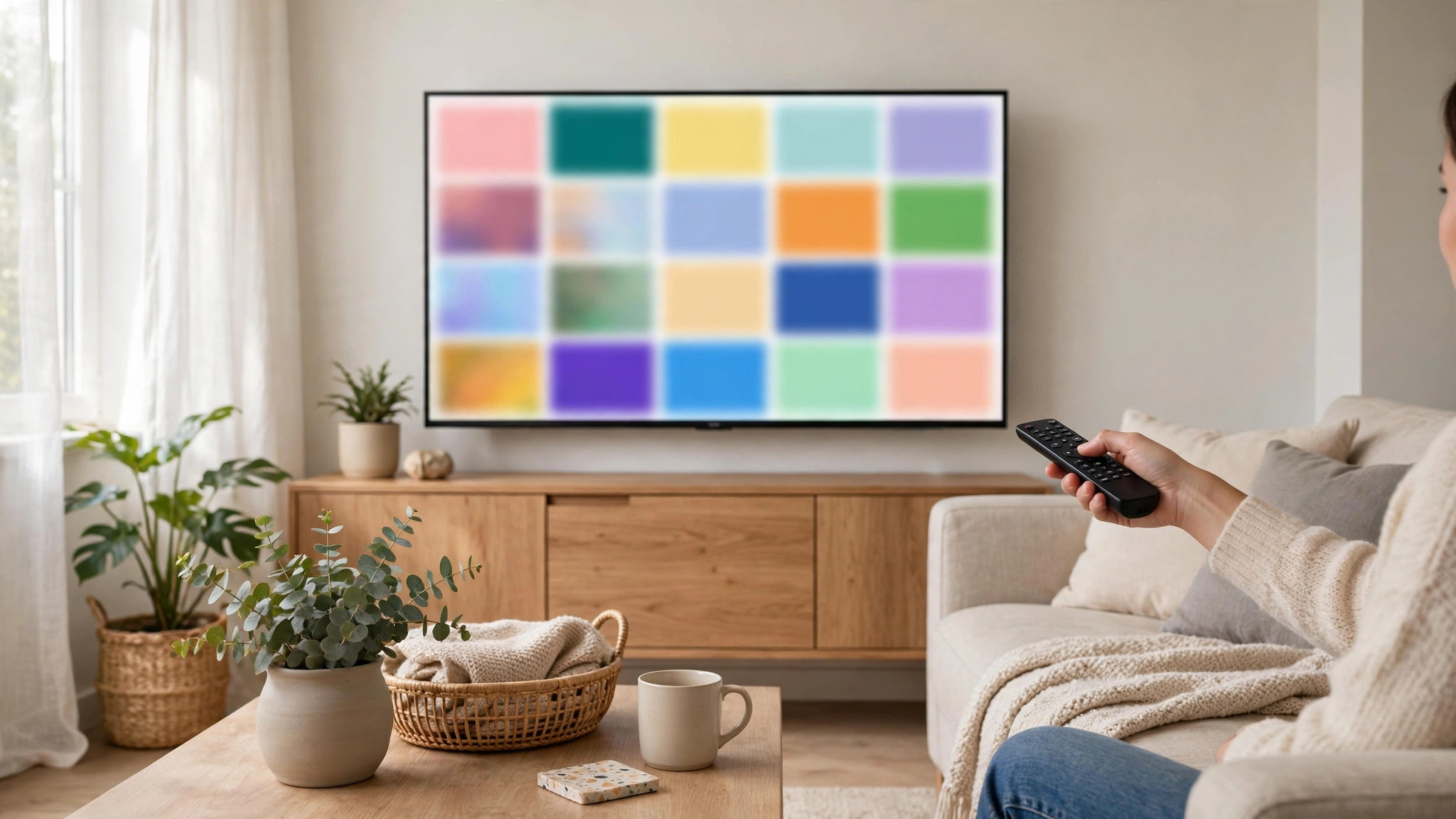 스마트TV 앱 화면으로 실시간 TV를 고르는 모습