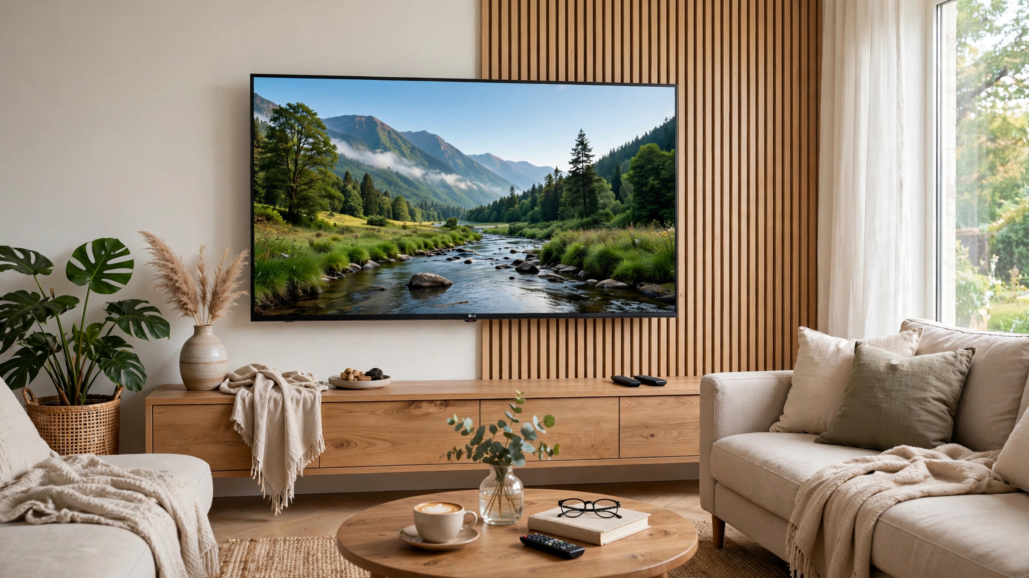 LG webOS 스타일 거실 장면