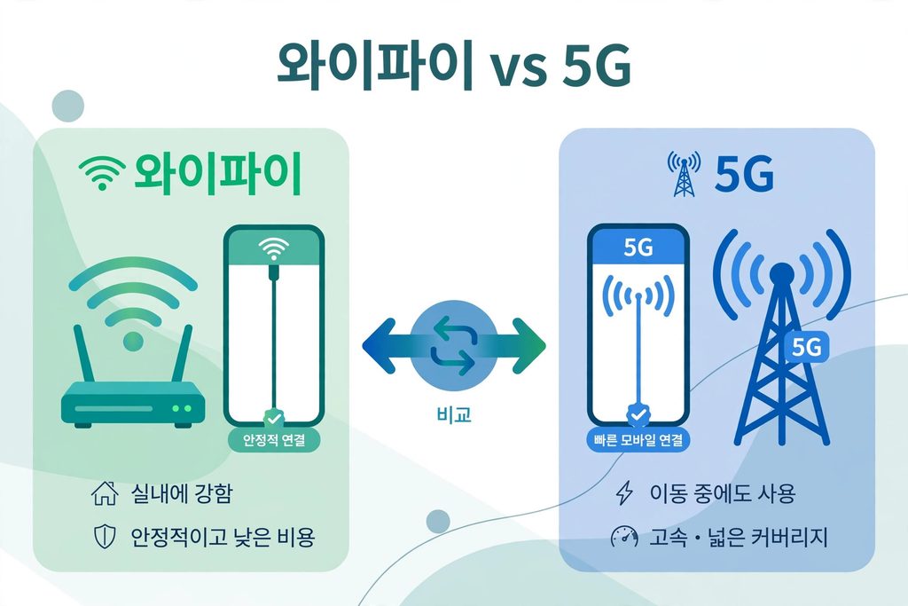 와이파이 vs 5G 비교 - 안정적 연결과 빠른 모바일 연결