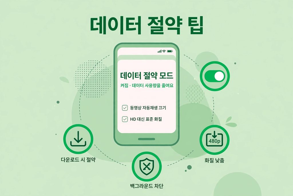 데이터 절약 팁 - 데이터 절약 모드와 화질 낮춤 설정