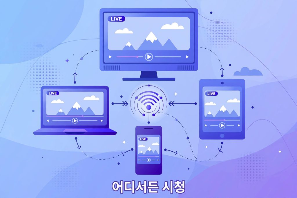 실시간 TV 멀티 디바이스 시청 - TV 노트북 스마트폰 태블릿 연결