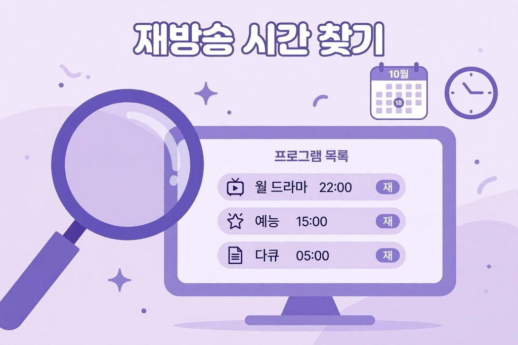 실시간 TV 편성표·재방송 200% 활용법|본방도 재방도 놓치지 않기 (2026) 3 재방송 시간 찾기 - 재 표시 프로그램 목록에서 재방송 확인