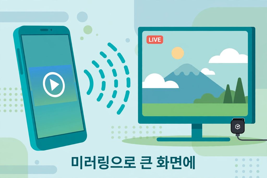 스마트TV로 실시간 TV 보는 법|앱 설치부터 미러링까지 (2026) 3 스마트폰 미러링으로 TV 큰 화면에 실시간 방송 띄우기