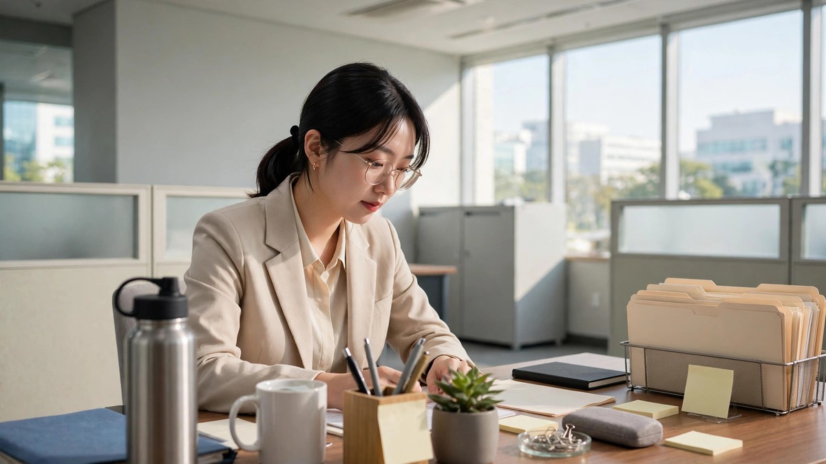 신규 공무원 연금 가이드|꼭 알아야 할 공무원연금 핵심 정리 (2026) 2 밝은 아침 관공서 사무실에서 업무를 보는 젊은 공무원